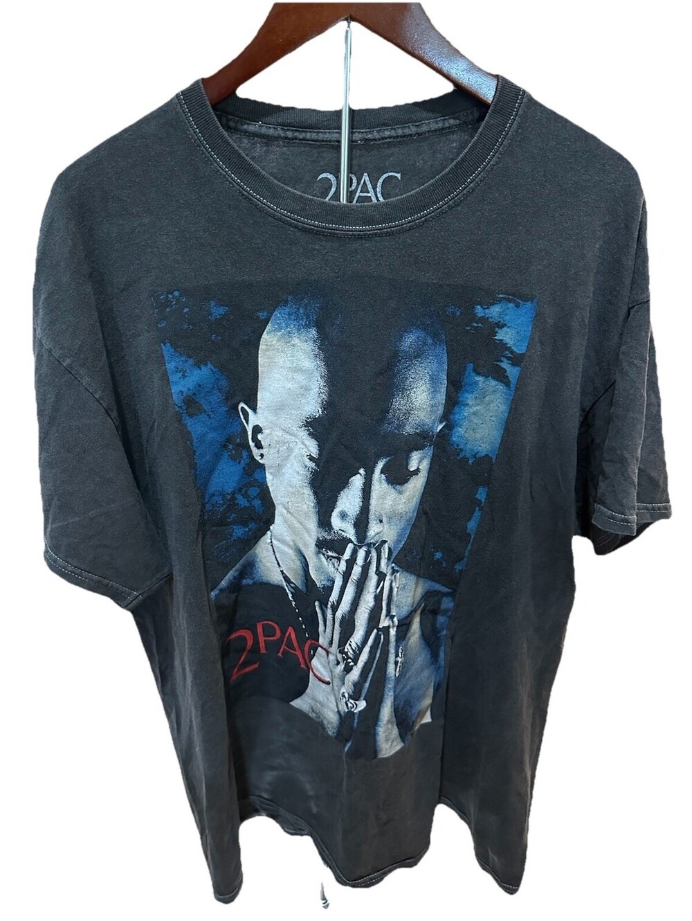 2Pac Tupac Shakur Prayer Graphic T Shirt Mens Large Black Bravado Rap Tee